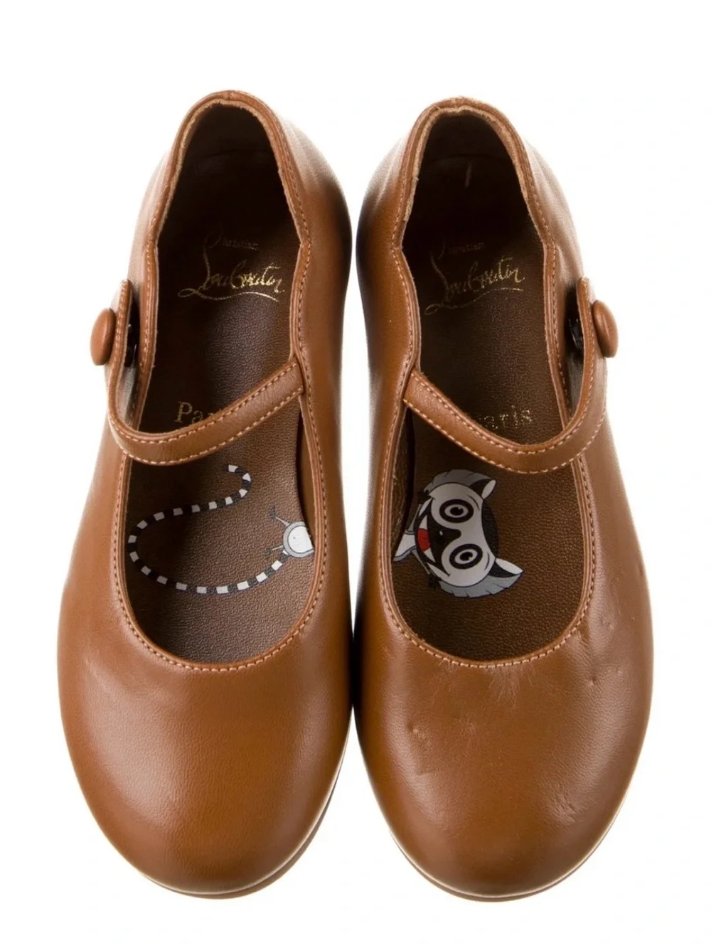 Christian Louboutin Girls Tan Dress Flats with Red Soles